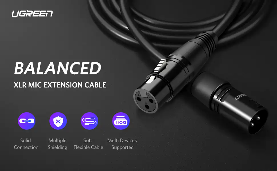 UGREEN Cannon XLR Male to Female Cable Microphone Extension 5M in Sri Lanka | ido.lk
