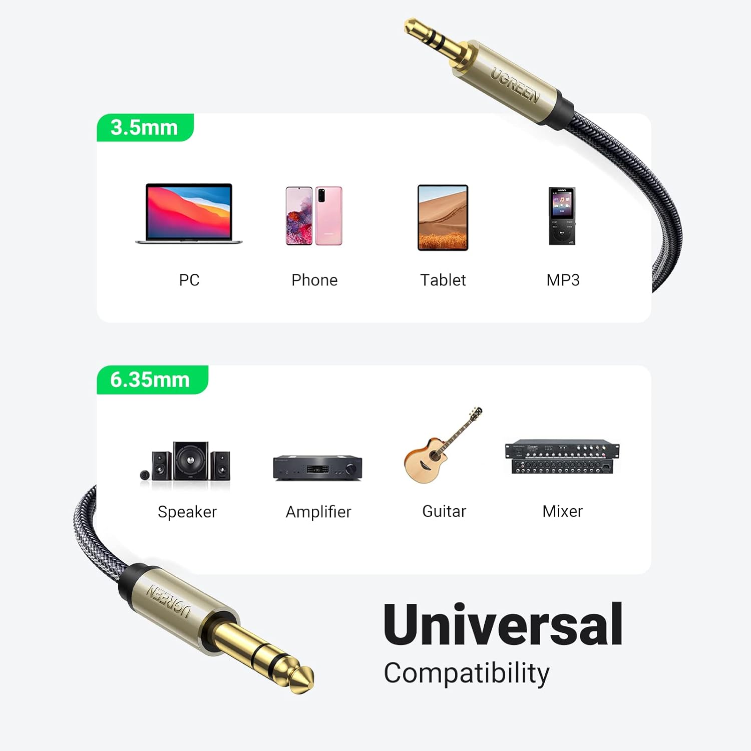 Ugreen 3.5mm To 6.35mm Stereo Audio Cable 5m 10630 in Sri Lanka | ido.lk