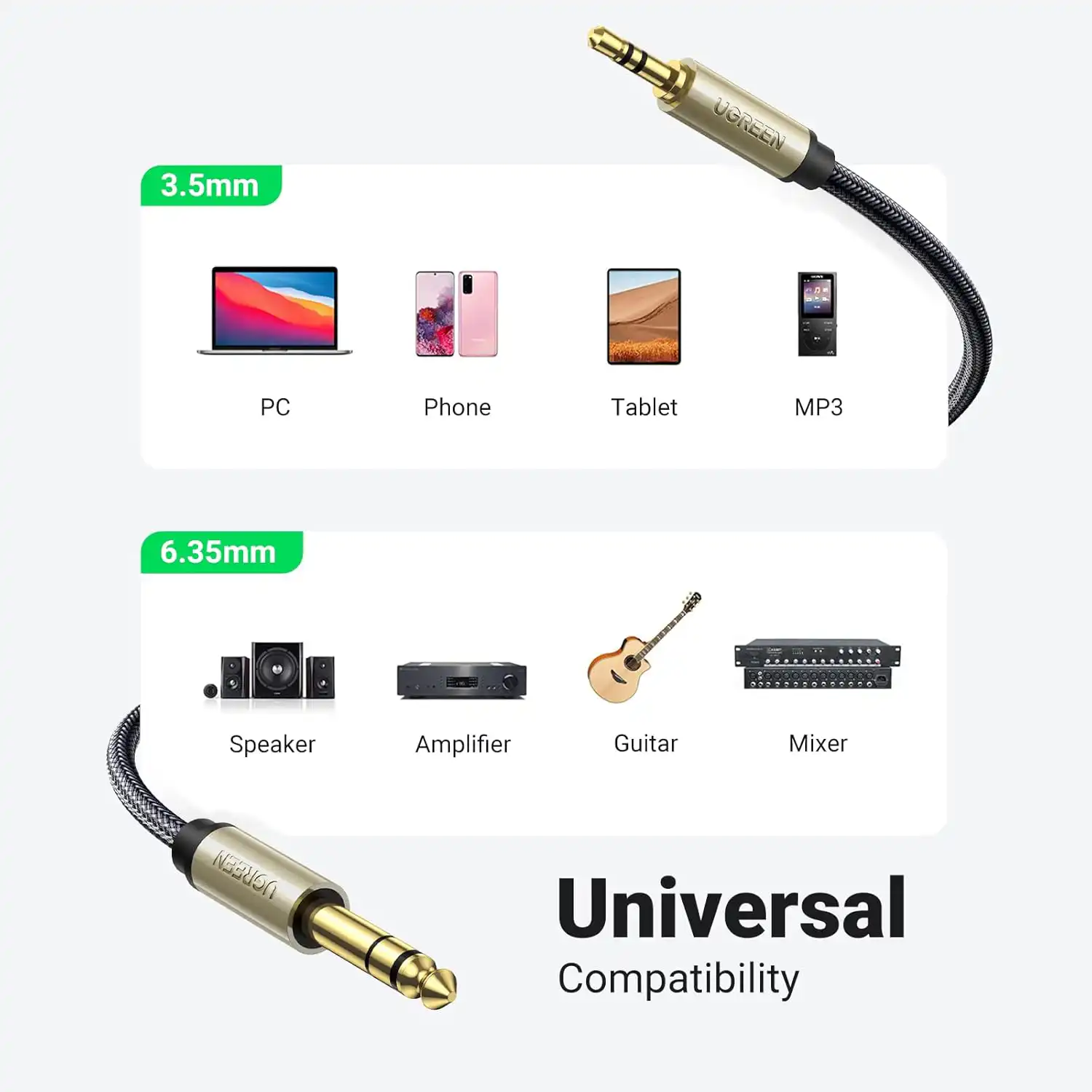 Ugreen 3.5mm To 6.35mm Stereo Audio Cable 5m 10630 in Sri Lanka | ido.lk