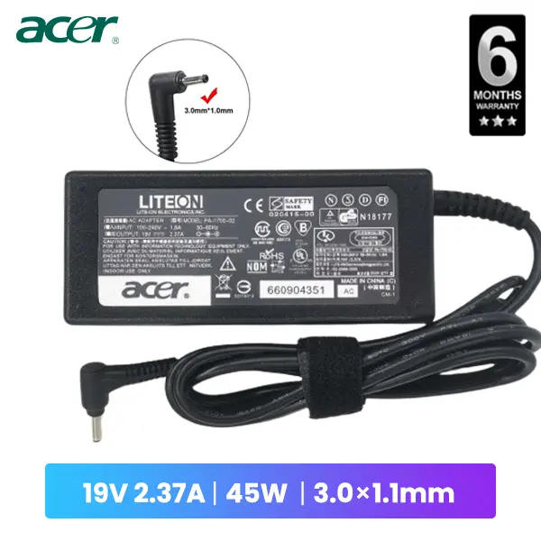 Acer Laptop Charger Power Adapter 19V 2.37A 45W@ido.lk
