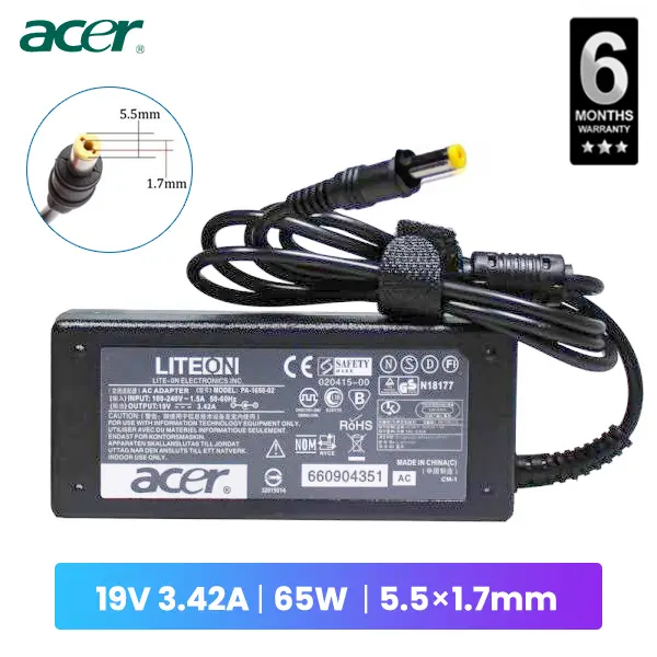 Acer Laptop Charger Power Adapter 19V 3.42A 65W@ido.lk