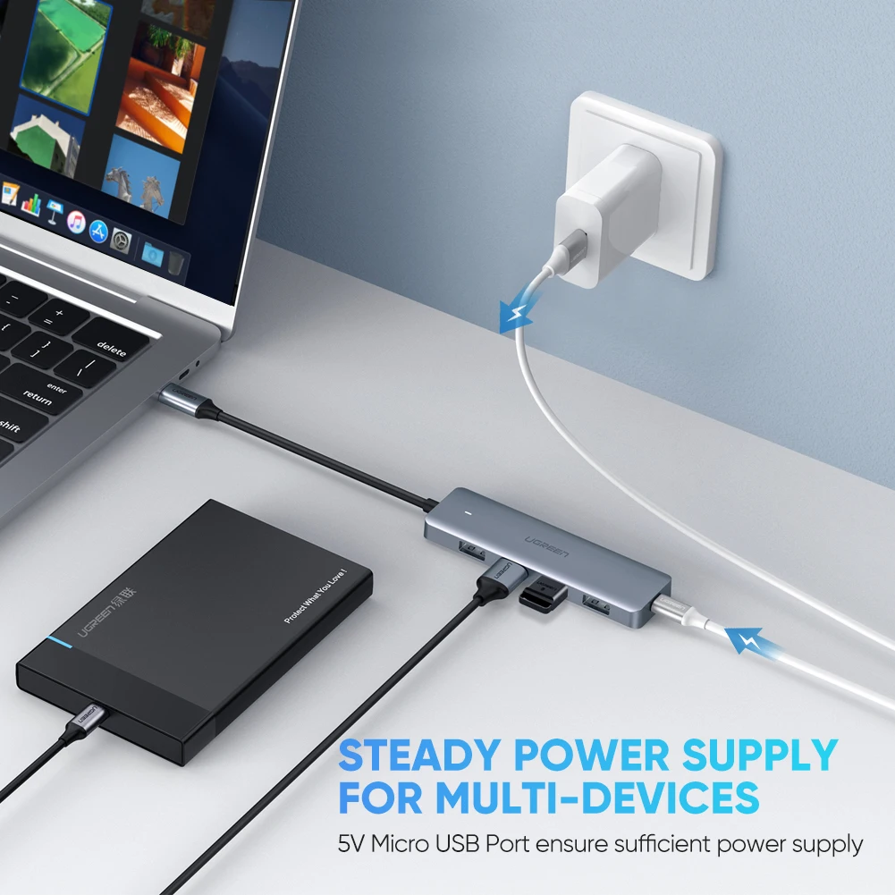 Ugreen USB C 4 Port USB 3.0 HUB 4 in 1 CM219 in Sri Lanka | ido.lk