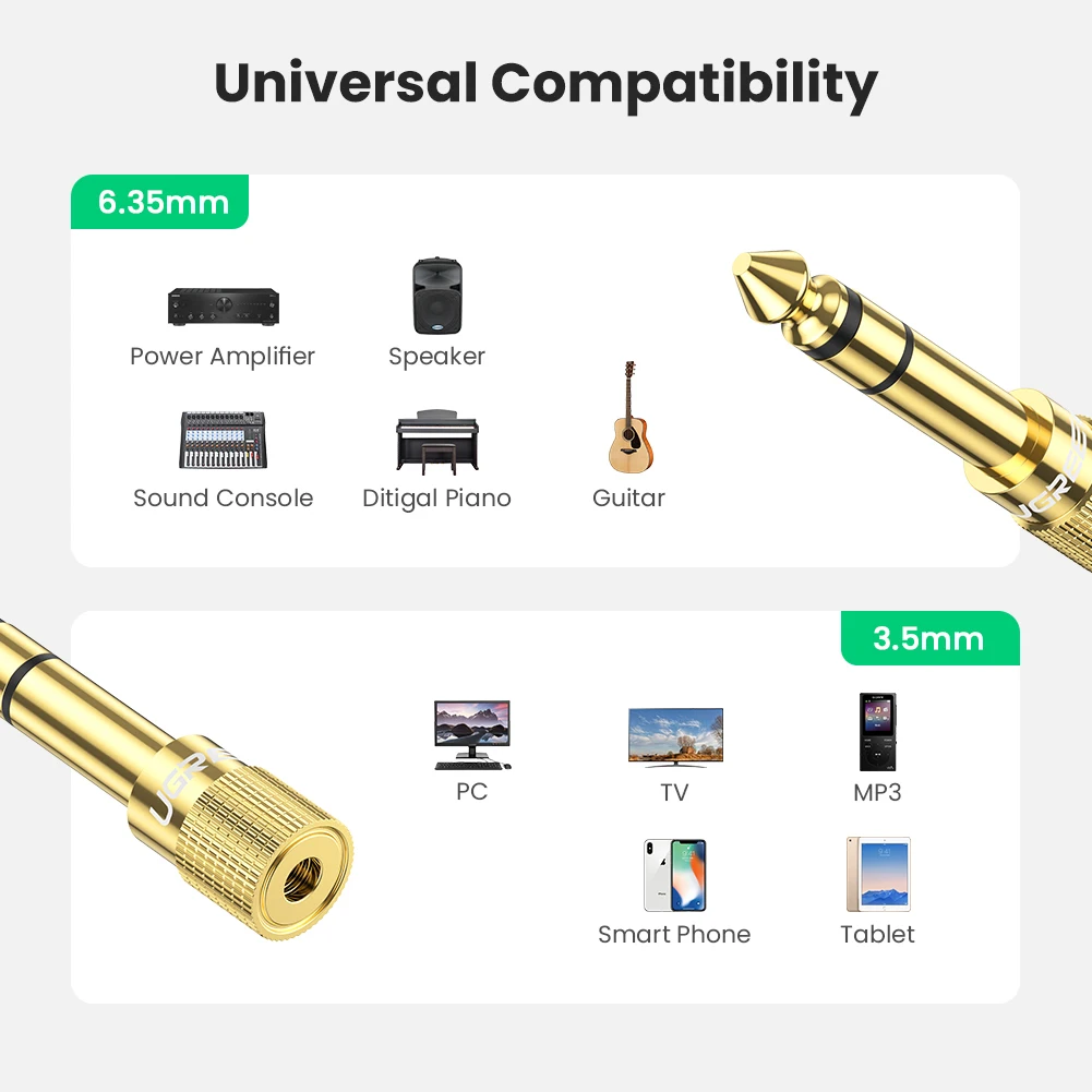 UGREEN 6.35mm Male to 3.5mm Female Audio Jack Adapter 20503 in Sri Lanka | ido.lk