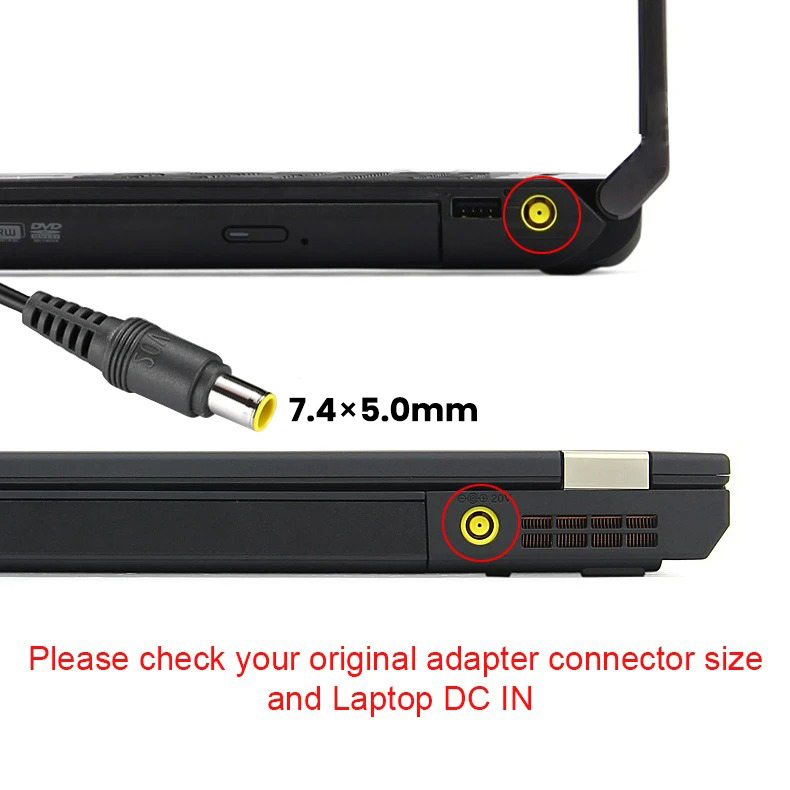 Lenovo Laptop Charger Power Adapter 20V 3.25A 65W Round Pin ido.lk