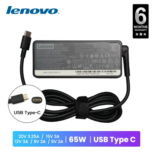 Lenovo USB Type C Charger 65W Laptop Charger@ido.lk