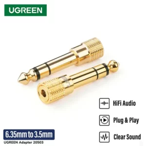 UGREEN 6.35mm Male to 3.5mm Female Audio Jack Adapter 20503@ido.lk