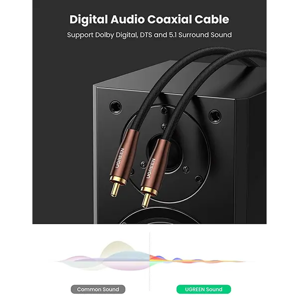 UGREEN HiFi RCA Coaxial Audio Cable Copper Case Braid 1M AV155 @ido.lk