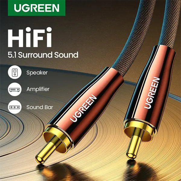 UGREEN HiFi RCA Coaxial Audio Cable Copper Case Braid 1M AV155 Sri Lanka@ido.lk