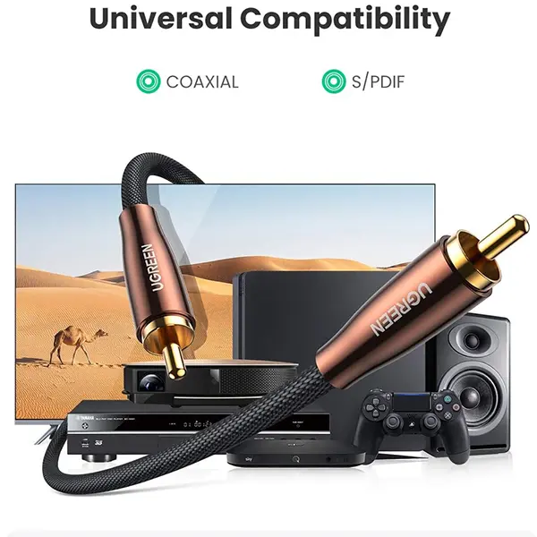 UGREEN HiFi RCA Coaxial Audio Cable Copper Case Braid 1M AV155@ ido.lk