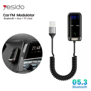 Yesido Wireless Bluetooth 5.0 AUX Car FM Transmitter Audio Adapter@ido.lk