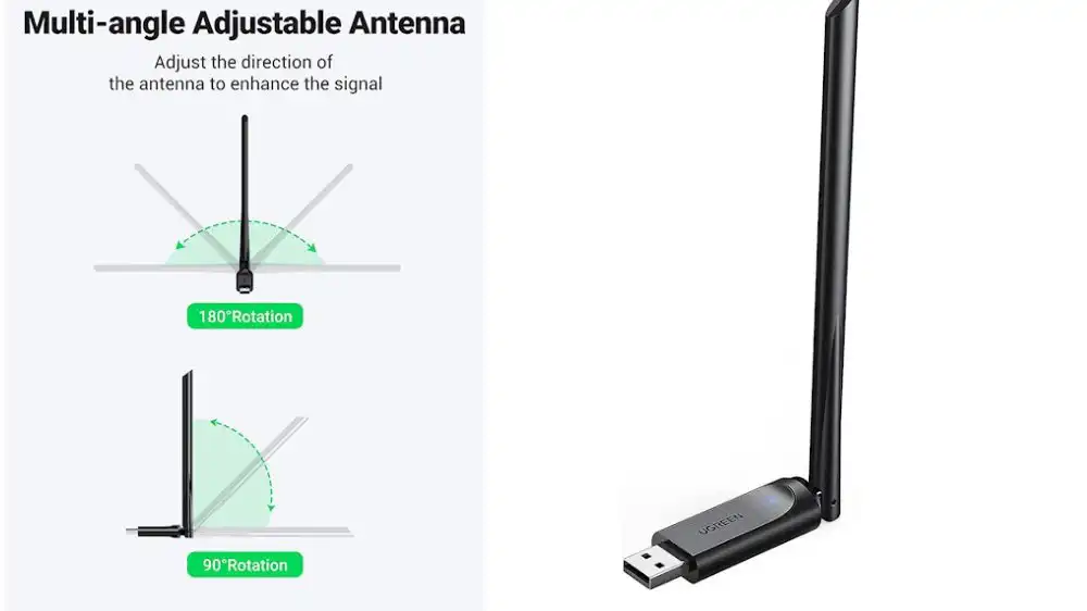 UGREEN AC650 USB WiFi Adapter for PC Desktop 6dBi Antenna 2.4GHz 5GHz Dual Band Wireless Adapter Sri Lanka | ido.lk