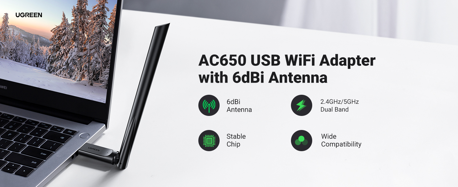 UGREEN 650Mbps USB WiFi Adapter Dual Band AC650 Sri Lanka | ido.lk