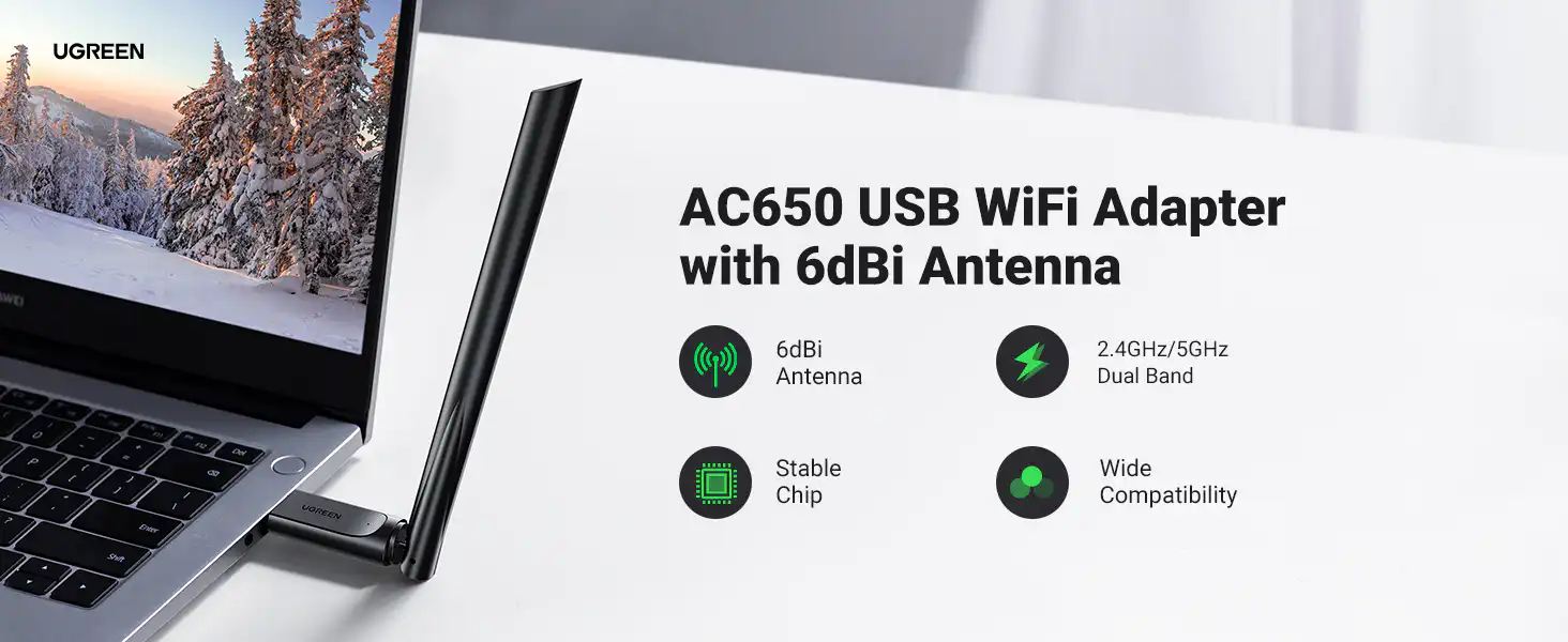 UGREEN 650Mbps USB WiFi Adapter Dual Band AC650 Sri Lanka | ido.lk