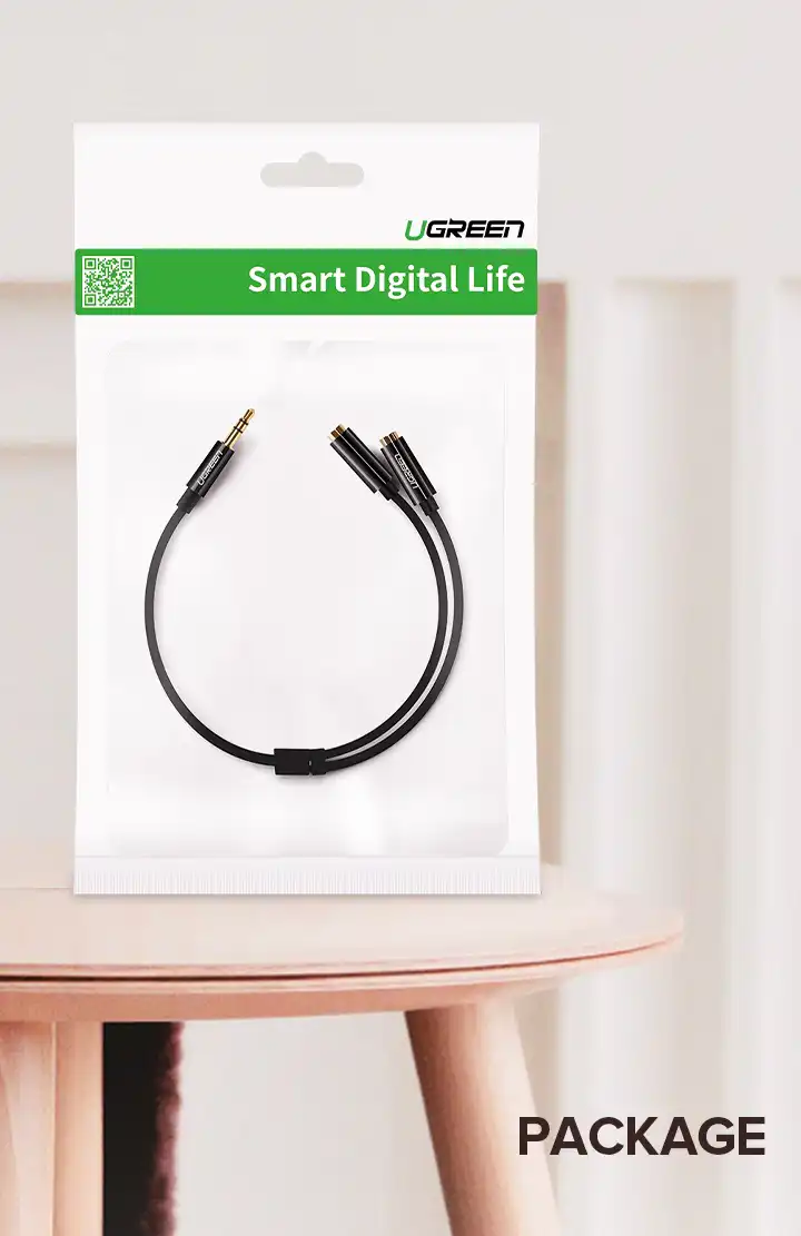 Ugreen 3.5mm Male to 2 Port 3.5mm Female Audio Splitter Cable AV134 in Sri Lanka | ido.lk