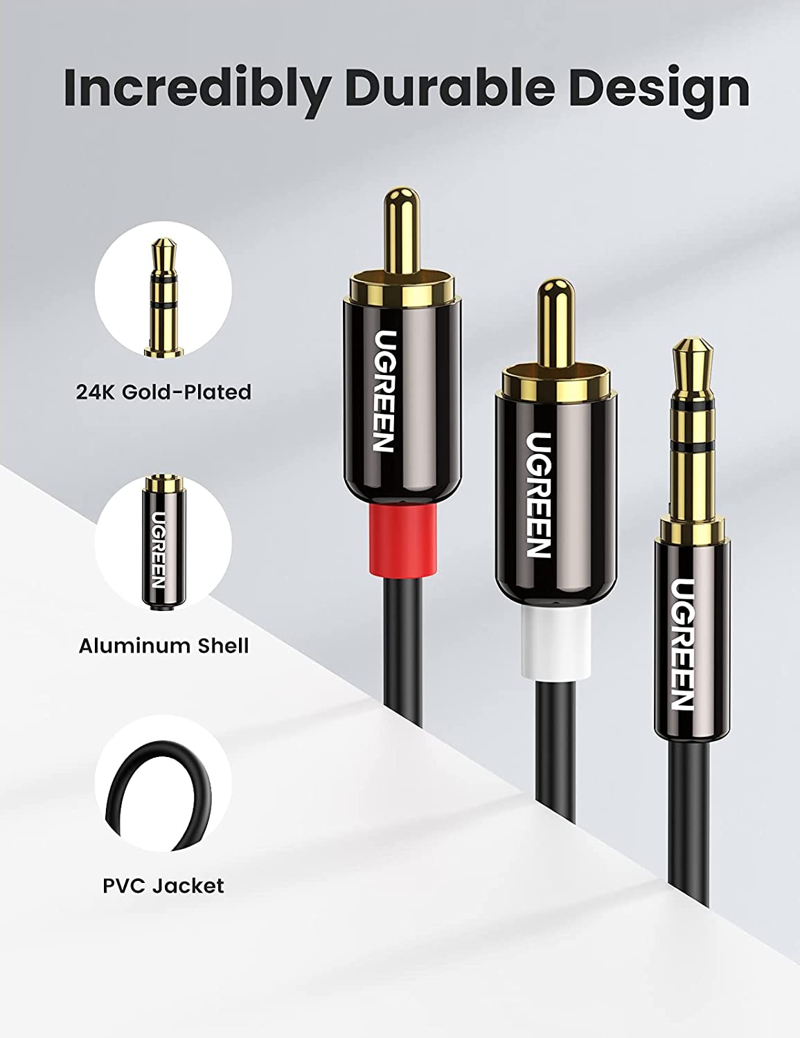 Ugreen's 3.5mm to 2RCA Male Cable AV116/10583 in Sri Lanka | ido.lk
