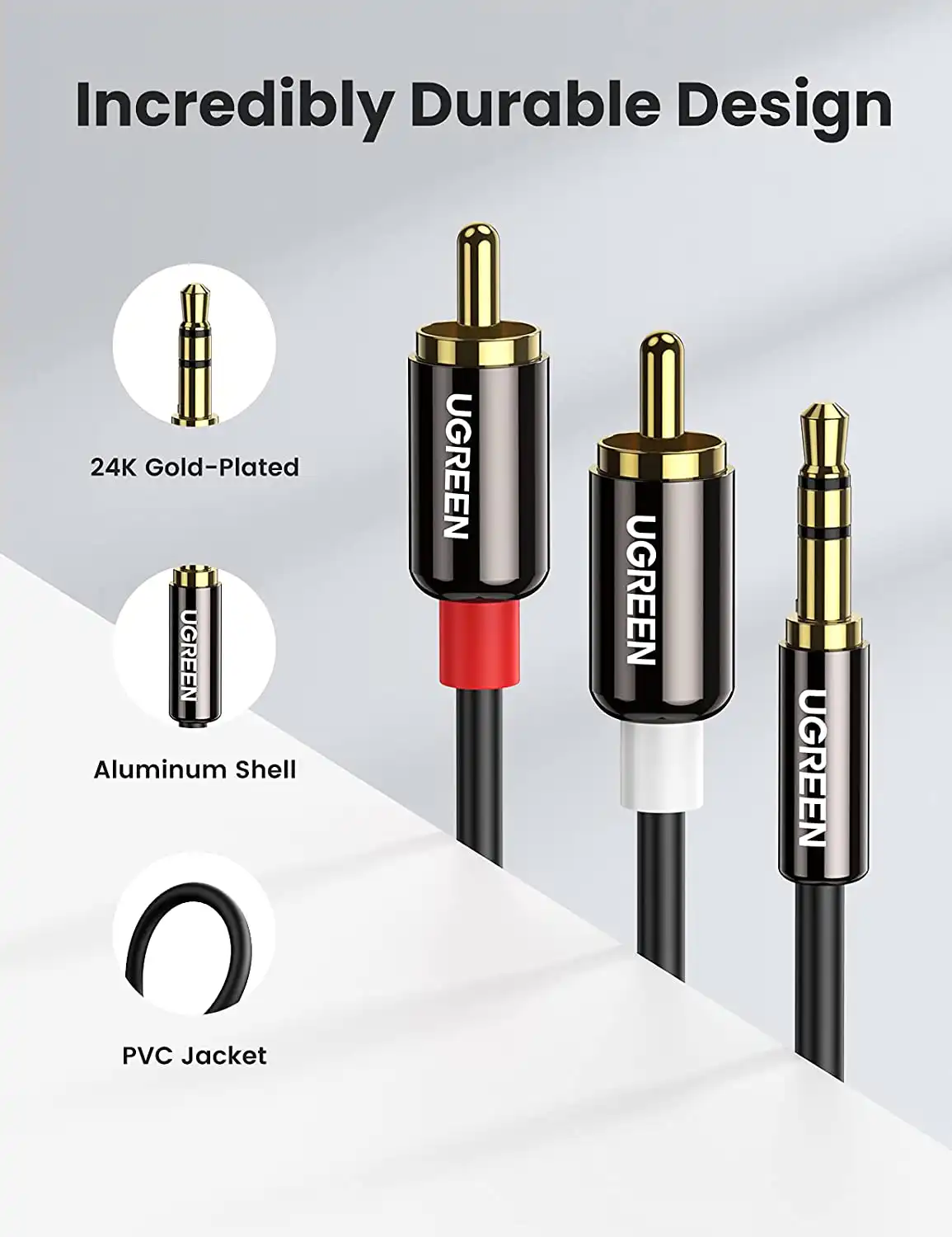 Ugreen's 3.5mm to 2RCA Male Cable AV116/10583 in Sri Lanka | ido.lk