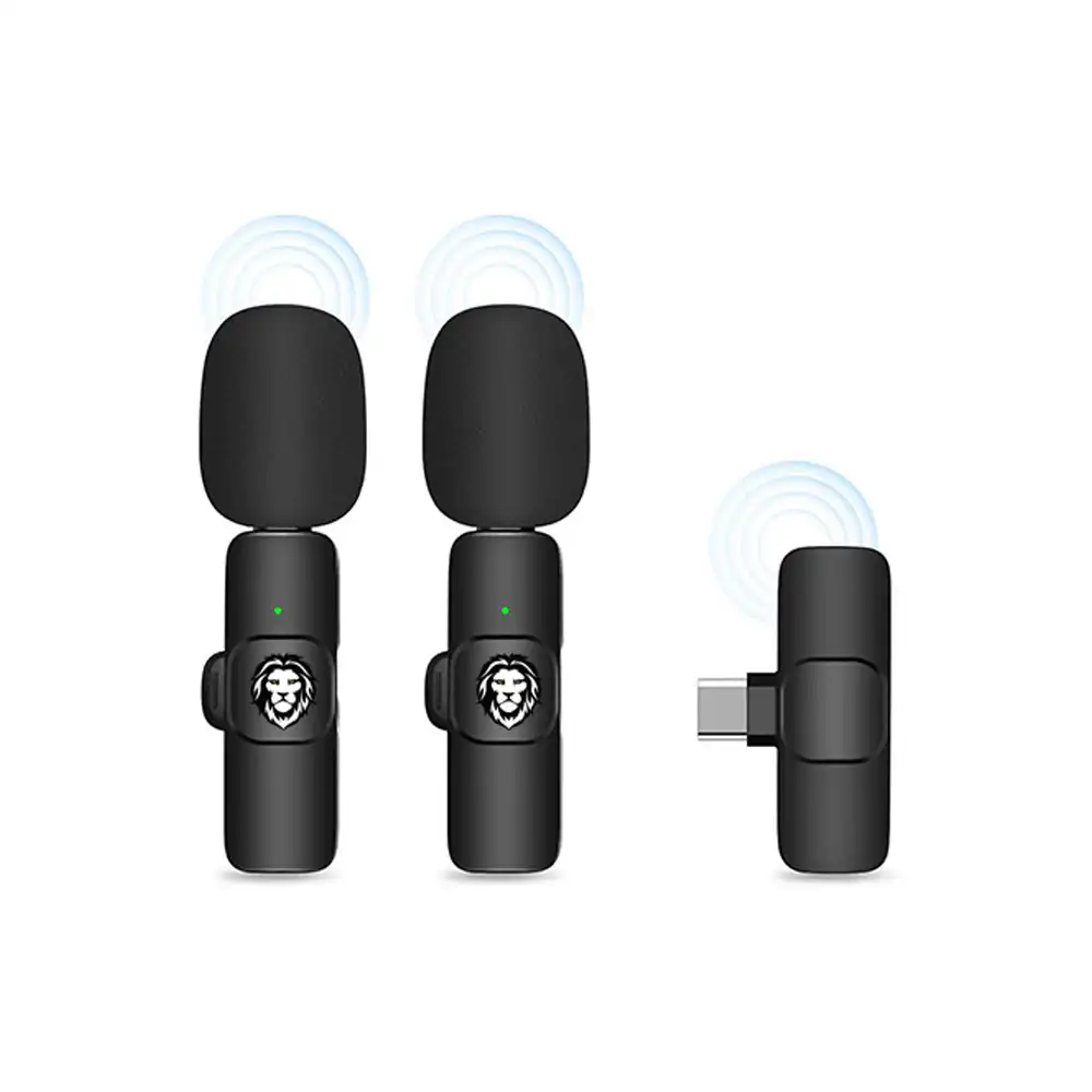 Wireless Dual Clip on Lavalier Microphone For all Mobile Phone and Laptops - 3 in 1 USB-A, Type-C, Lighting Plug Mic in Sri Lanka | ido.lk