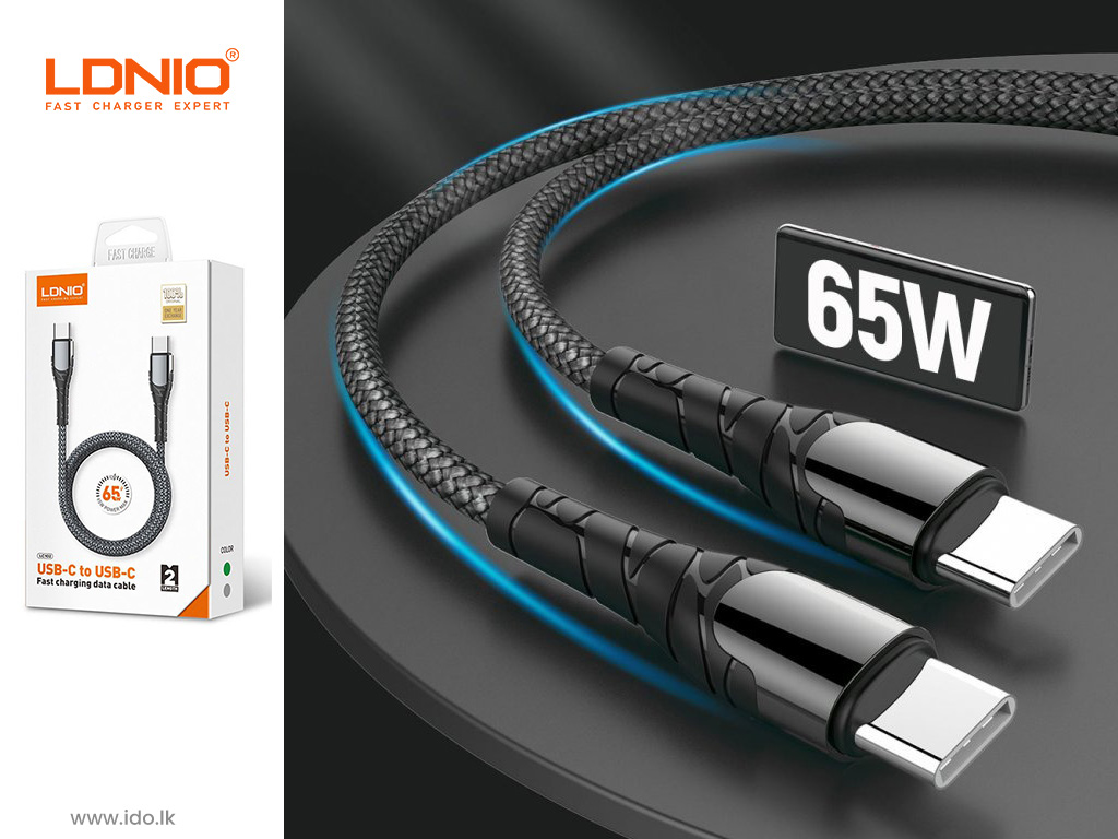 LDNIO-LC102-65W-USB-C-to-USB-C-Cable-Fast-Charging-Data-Cable ido.lk LDNIO LC102 65W USB C to USB C Cable Fast Charging Data Cable Best Price in Sri Lanka | ido.lk