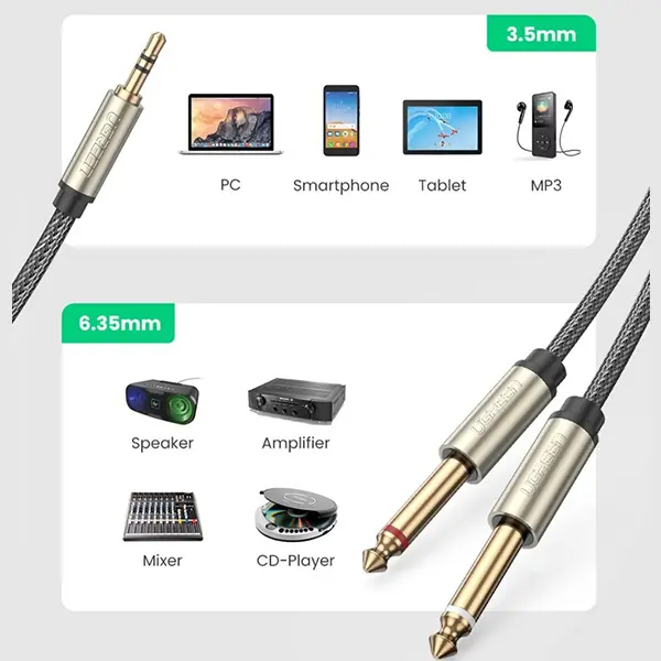 UGREEN 3.5mm to Dual 6.35mm Stereo Audio Cable 2M @ ido.lk