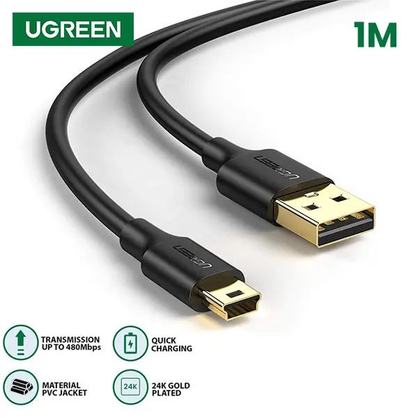 UGREEN Mini USB Cable 1M USB 2.0 to Mini 5 Pin Cable 10355@ido.lk