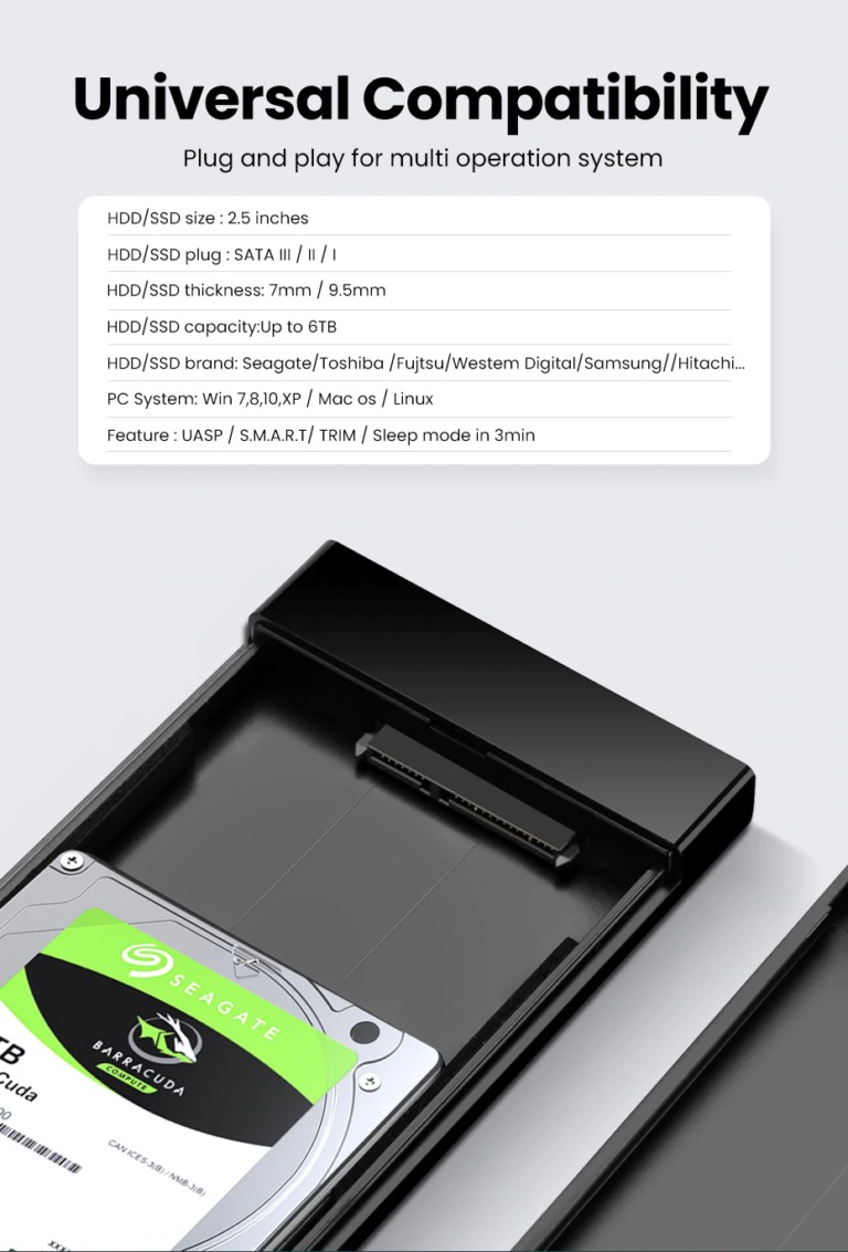 UGREEN USB C 3.1 2.5inch Hard Disk Enclosure 60735 in Sri Lanka from ido (8) UGREEN USB C 3.1 2.5inch Hard Disk Enclosure 60735 in Sri Lanka from ido.lk