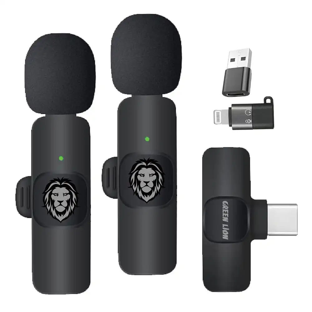 Wireless Dual Clip on Lavalier Microphone For all Mobile Phone and Laptops - 3 in 1 USB-A, Type-C, Lighting Plug Mic in Sri Lanka | ido.lk