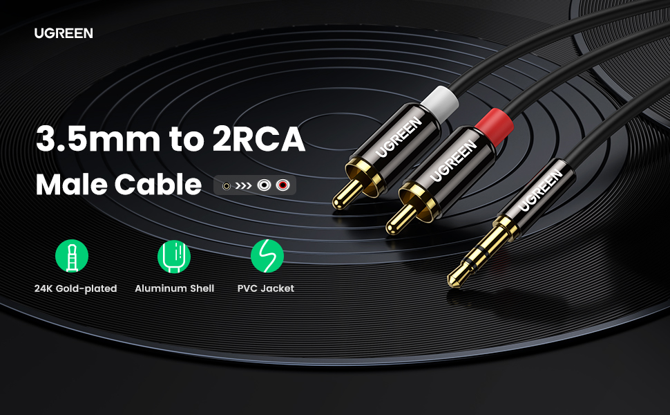Ugreen's 3.5mm to 2RCA Male Cable AV116/10583 in Sri Lanka | ido.lk