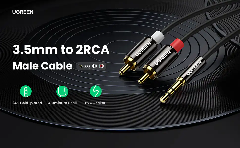 Ugreen's 3.5mm to 2RCA Male Cable AV116/10583 in Sri Lanka | ido.lk