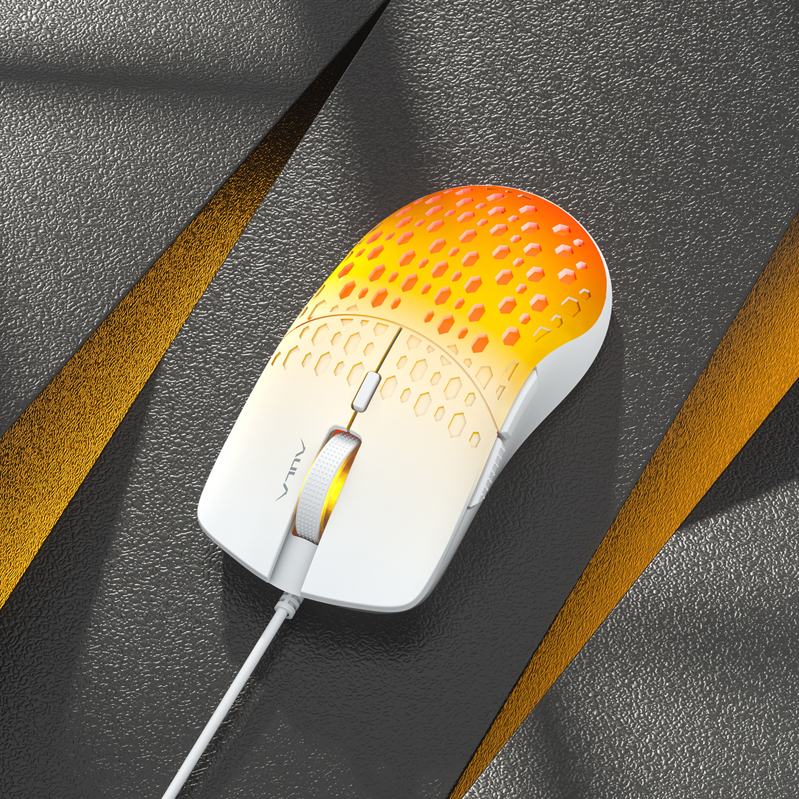 AULA S11pro Honeycomb Design Colorful Light 1200-1800-2400-3600DPI Gaming Mice with 6 keys for Gamer(图2)