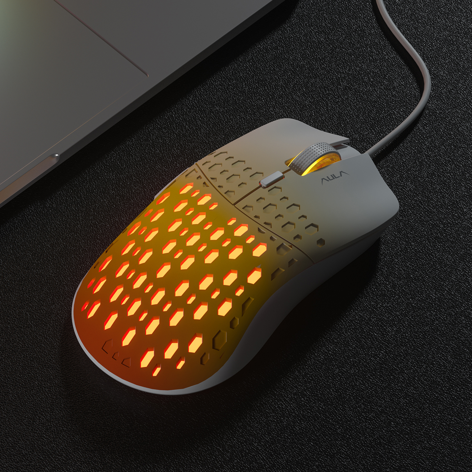 AULA S11pro Honeycomb Design Colorful Light 1200-1800-2400-3600DPI Gaming Mice with 6 keys for Gamer(图1)