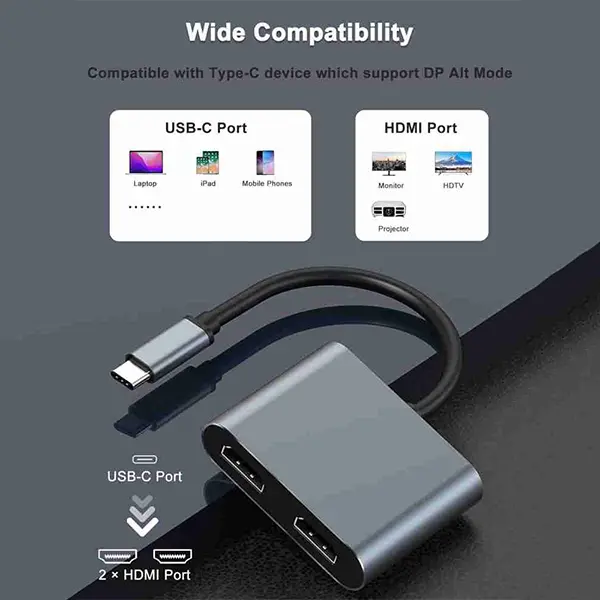 USB Type C to Dual HDMI Adapter USB 3.0 4K 60Hz Sri Lanka@ ido.lk