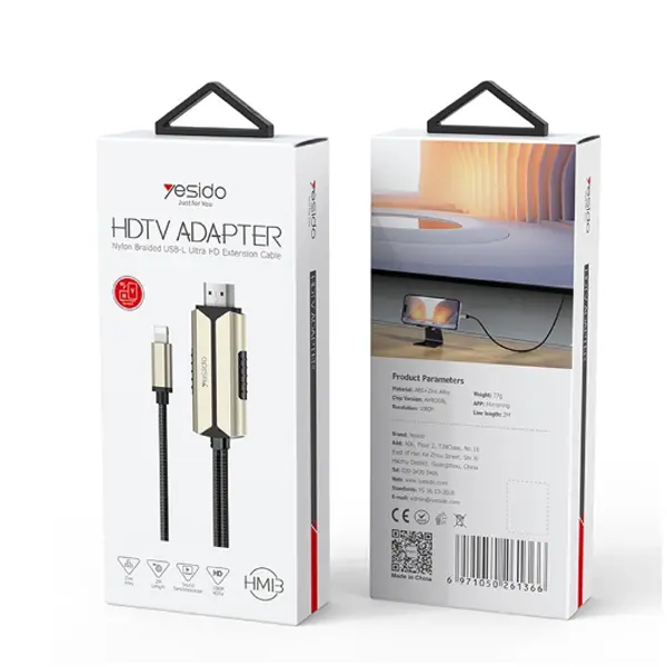 Yesido Lightning to HDMI HTV Adapter HM13 2M@ ido.lk