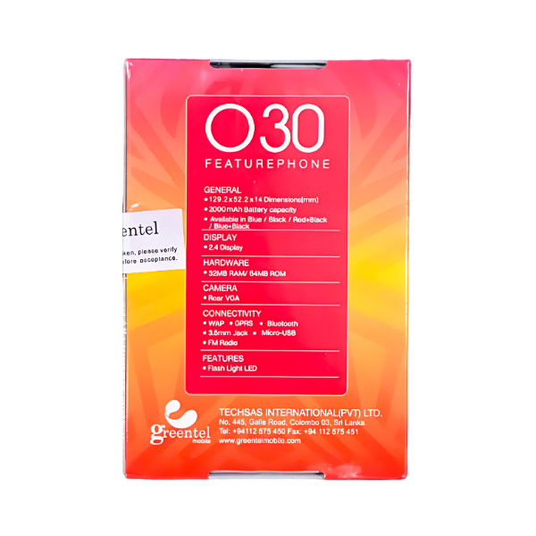 Greentel O30 Dual Sim Mobile Phone Best Price in Sri Lanka | ido.lk