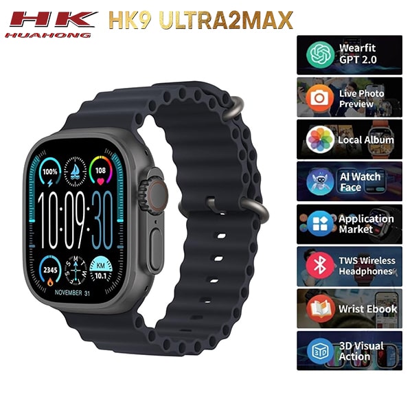 HK9 Ultra MAX Smart Watch Gen4 AMOLED Watch