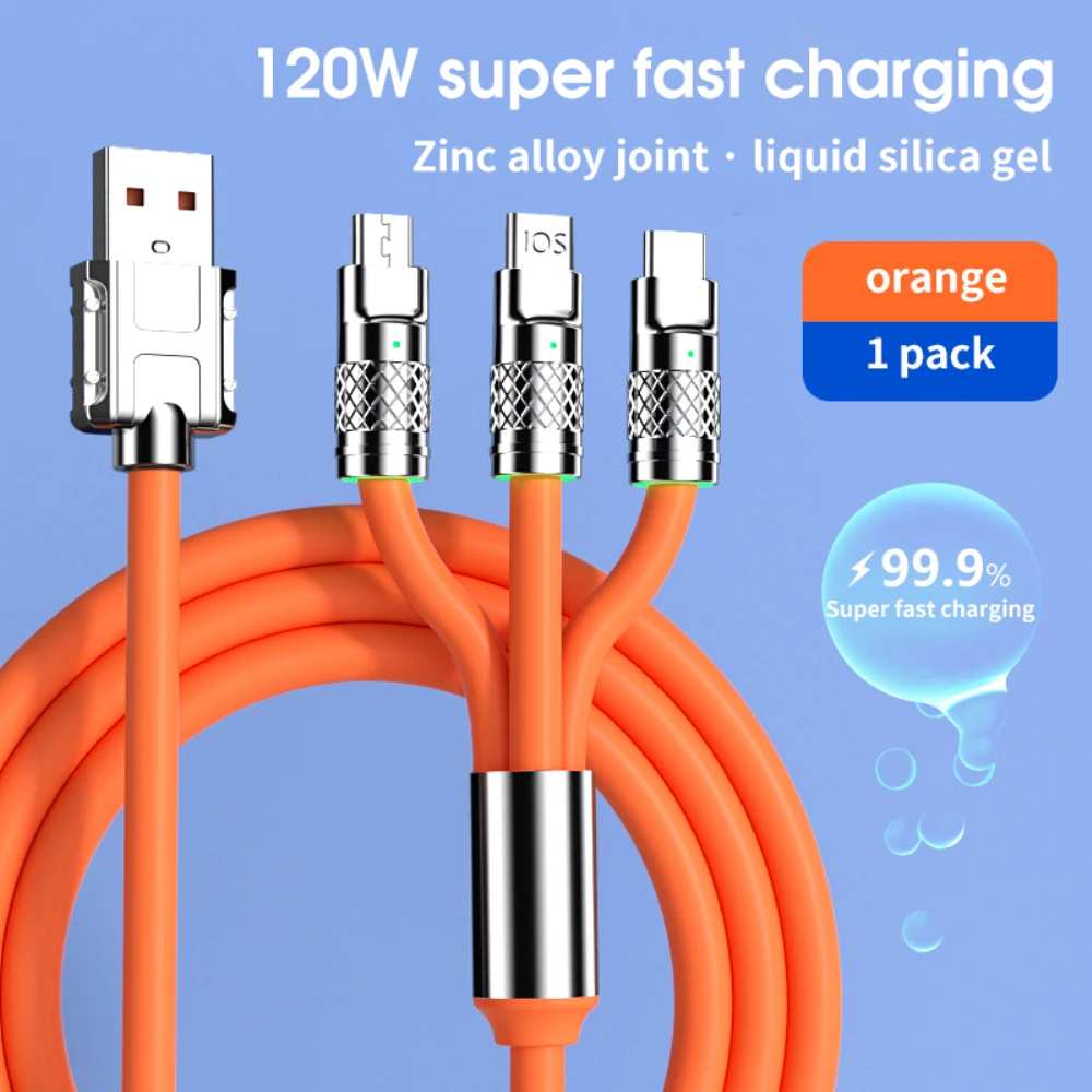 3in1 Super Fast Charging Cable 120W 6A with Zinc Alloy Design Best Price in Sri Lanka | ido.lk