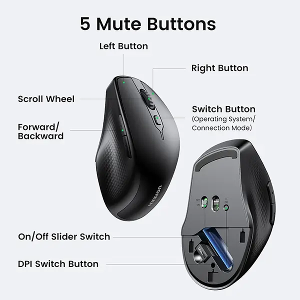 UGREEN Bluetooth 5.0 Wireless Mouse Ergonomic 4000DPI @ ido.lk