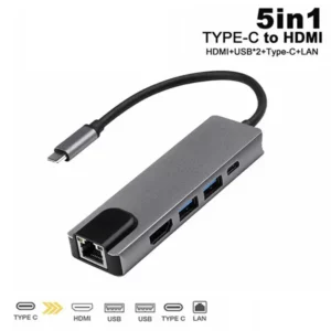 USB C to HDMI 5 in 1 Multiport Adapter with 1000Mbps Ethernet Port@ido.lk