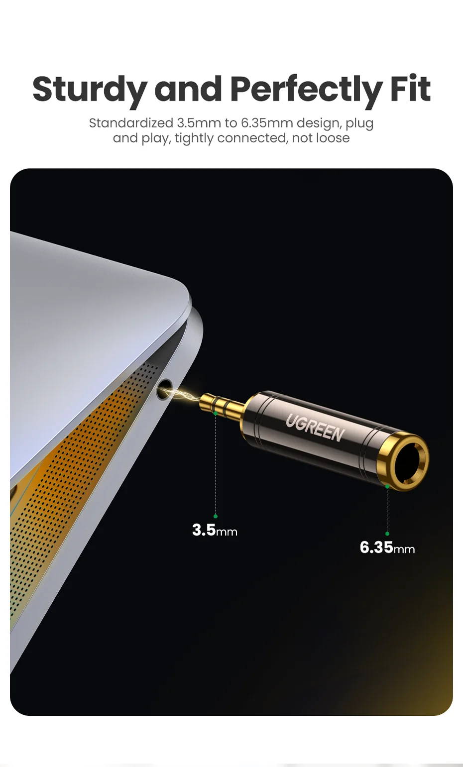 UGREEN 3.5mm to 6.5mm 1/4 Adapter Gold Plated Connector Sri Lanka | ido.lk