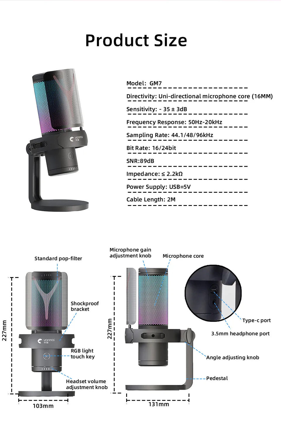 USB Wired Condenser Recording Microphone YANMAI GM7 Best Price in Sri Lanka | ido.lk