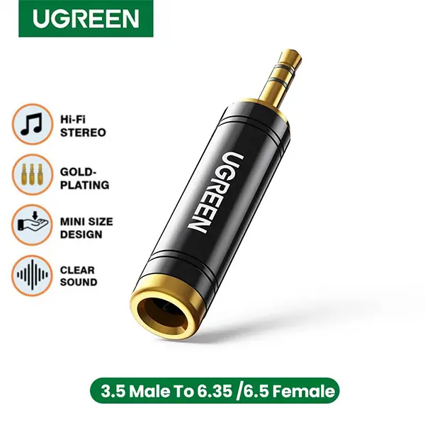 UGREEN 3.5mm to 6.5mm Adapter Gold Plated@ido.lk