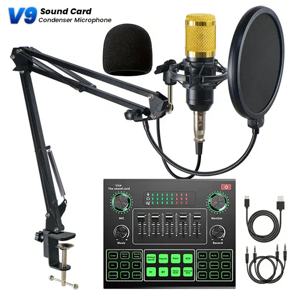 V9 Sound Card with Condenser Mic@ido.lk