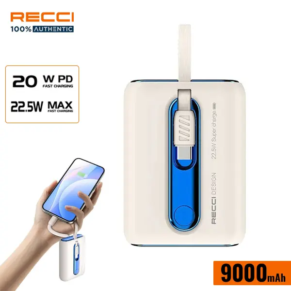RECCI 9000mAh 22.5W Power Bank Delicacy Series RPB-P12C@ido.lk