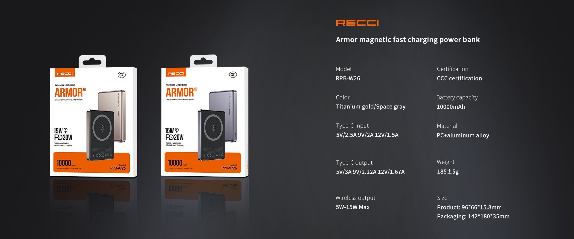 RECCI PD20W 10000mAh RPB W26