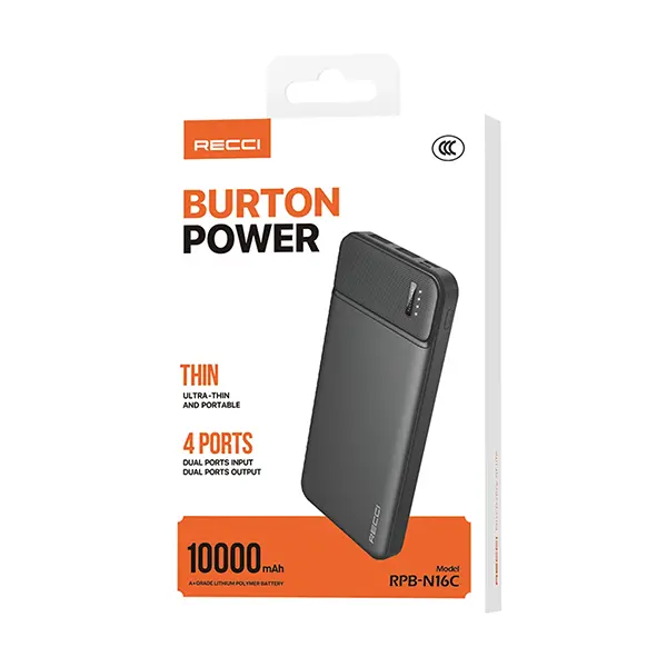 Recci RPB-N16C 10000mAh Power Bank Burton 4 Ports@ ido.lk