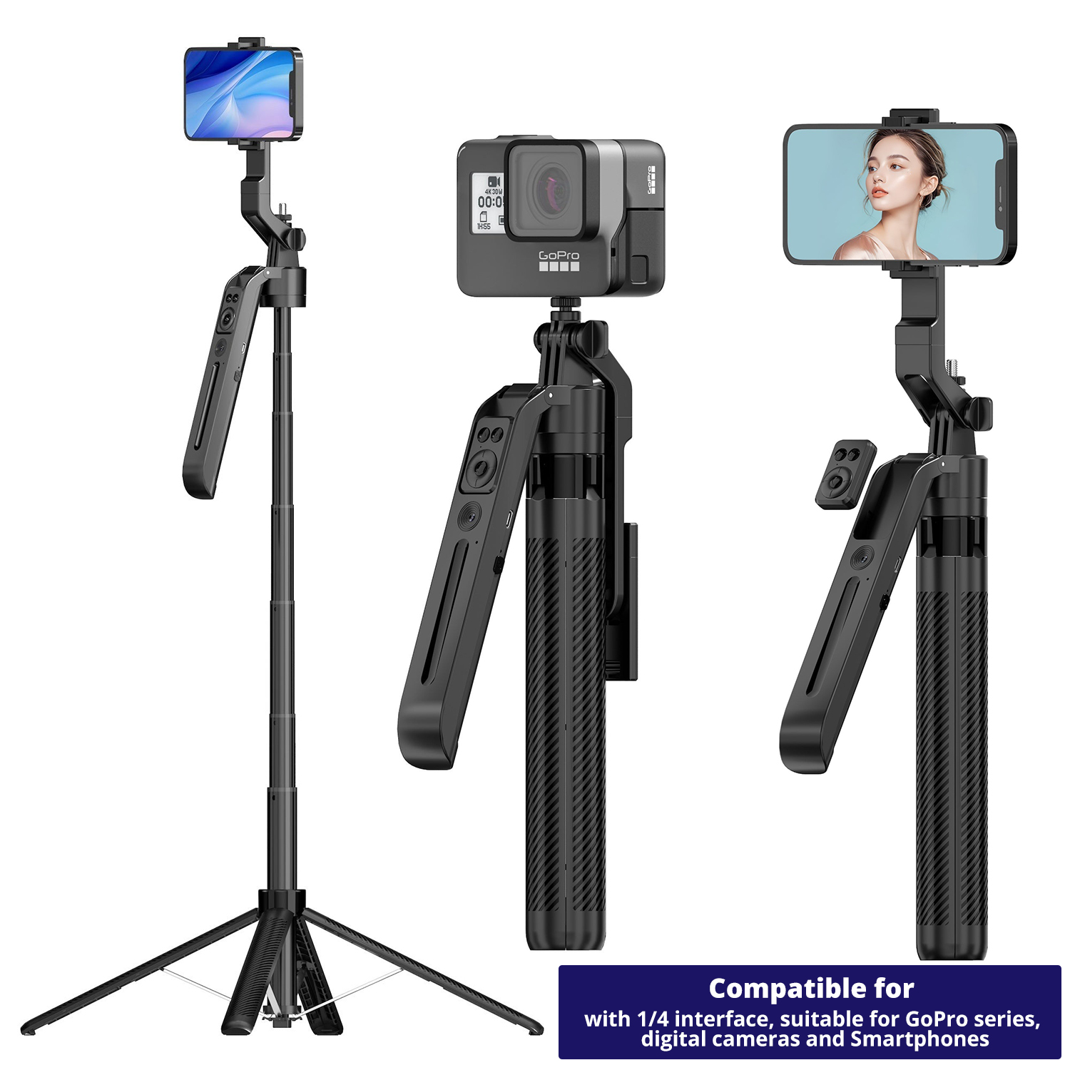 Selfie Stick Tripod with Auto Face Tracking C12 1.8M