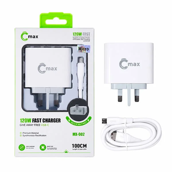 120W Fast Charger with Micro USB Cable QC3.0 6A - C Max MX-002