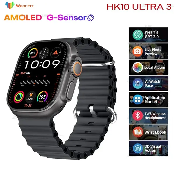 HK10 Ultra 3 Smart Watch AMOLED Gen5@ ido.lk