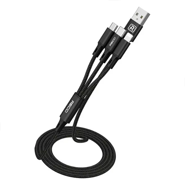 Recci 3 in 1 USB Cable 1.2M Fast Charging Wind RCS-D120 @ido.lk