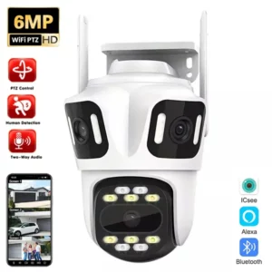 Three Lens WiFi Camera Outdoor PTZ Home Security Camera@ido.lk