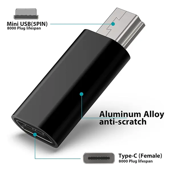 Mini USB Male to USB C Female Adapter @ ido.lk